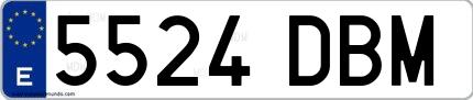 Ejemplo de matrícula española 5524 DBM