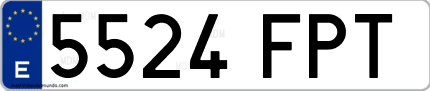 Ejemplo de matrícula de coche ordinaria 5524 FPT