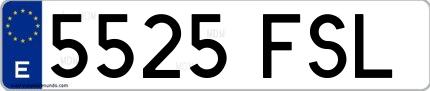 Ejemplo de matrícula de coche ordinaria 5525 FSL