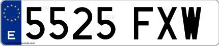 Ejemplo de matrícula española 5525 FXW