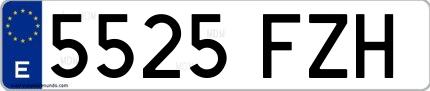 Ejemplo de matrícula española 5525 FZH