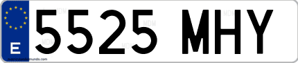 Ejemplo de matrícula de coche ordinaria 5525 MHY