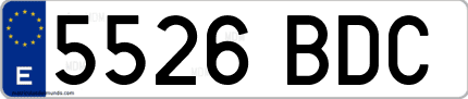 Ejemplo de matrícula de coche ordinaria 5526 BDC