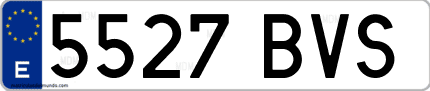 Ejemplo de matrícula de coche ordinaria 5527 BVS