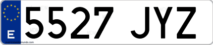 Ejemplo de matrícula de coche ordinaria 5527 JYZ