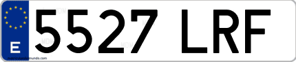 Ejemplo de matrícula de coche ordinaria 5527 LRF