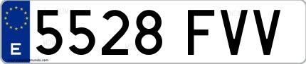 Ejemplo de matrícula española 5528 FVV