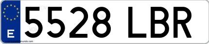 Ejemplo de matrícula española 5528 LBR