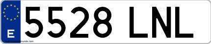 Ejemplo de matrícula de coche ordinaria 5528 LNL