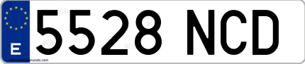 Ejemplo de matrícula de coche ordinaria 5528 NCD