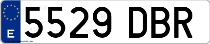 Ejemplo de matrícula de coche ordinaria 5529 DBR