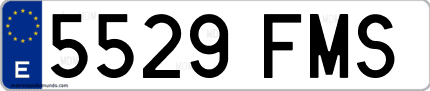 Ejemplo de matrícula de coche ordinaria 5529 FMS