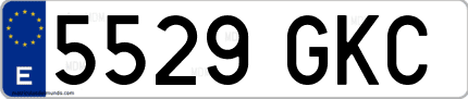 Ejemplo de matrícula de coche ordinaria 5529 GKC