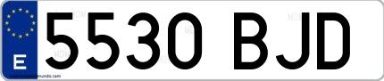 Ejemplo de matrícula española 5530 BJD