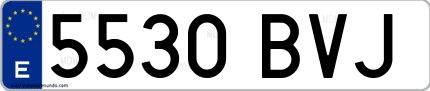 Ejemplo de matrícula española 5530 BVJ