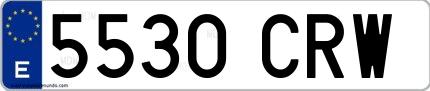 Ejemplo de matrícula de coche ordinaria 5530 CRW