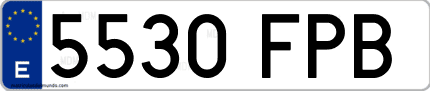 Ejemplo de matrícula de coche ordinaria 5530 FPB
