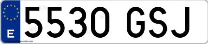 Ejemplo de matrícula española 5530 GSJ