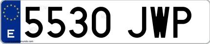Ejemplo de matrícula española 5530 JWP