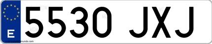 Ejemplo de matrícula española 5530 JXJ