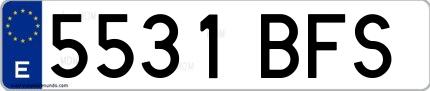 Ejemplo de matrícula española 5531 BFS