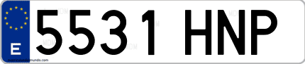 Ejemplo de matrícula de coche ordinaria 5531 HNP
