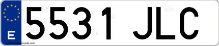 Ejemplo de matrícula de coche ordinaria 5531 JLC