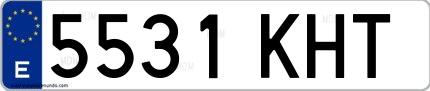 Ejemplo de matrícula de coche ordinaria 5531 KHT