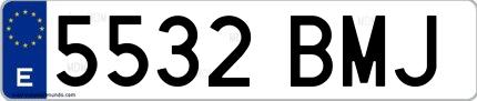 Ejemplo de matrícula española 5532 BMJ