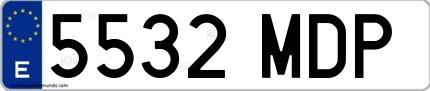 Ejemplo de matrícula española 5532 MDP
