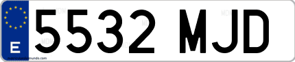 Ejemplo de matrícula de coche ordinaria 5532 MJD