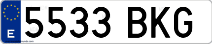 Ejemplo de matrícula de coche ordinaria 5533 BKG