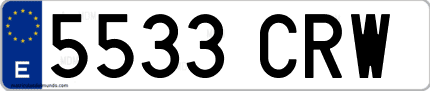 Ejemplo de matrícula de coche ordinaria 5533 CRW