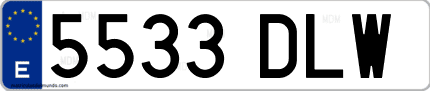 Ejemplo de matrícula de coche ordinaria 5533 DLW