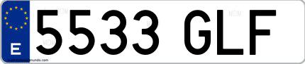 Ejemplo de matrícula española 5533 GLF
