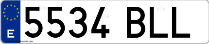 Ejemplo de matrícula de coche ordinaria 5534 BLL