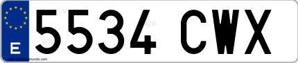 Ejemplo de matrícula española 5534 CWX