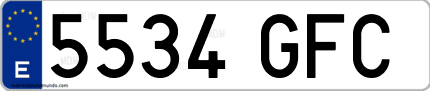 Ejemplo de matrícula de coche ordinaria 5534 GFC