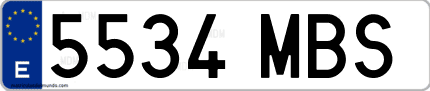 Ejemplo de matrícula de coche ordinaria 5534 MBS