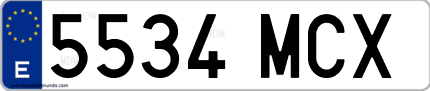 Ejemplo de matrícula de coche ordinaria 5534 MCX