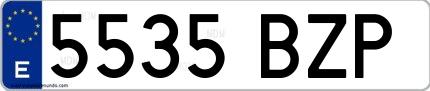 Ejemplo de matrícula española 5535 BZP