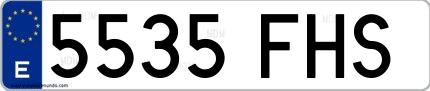Ejemplo de matrícula española 5535 FHS
