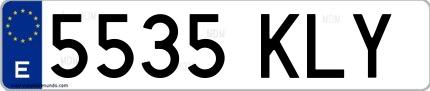 Ejemplo de matrícula española 5535 KLY