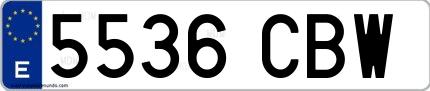Ejemplo de matrícula española 5536 CBW