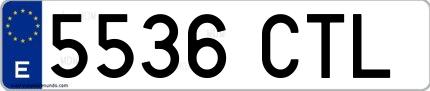 Ejemplo de matrícula española 5536 CTL