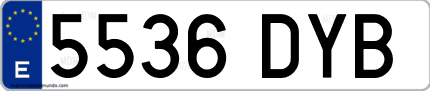 Ejemplo de matrícula de coche ordinaria 5536 DYB
