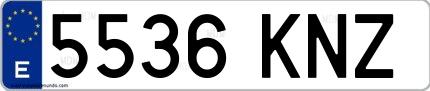 Ejemplo de matrícula española 5536 KNZ