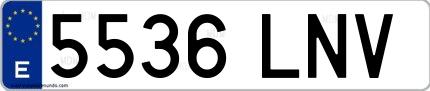 Ejemplo de matrícula española 5536 LNV