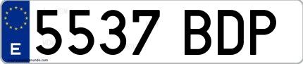 Ejemplo de matrícula española 5537 BDP