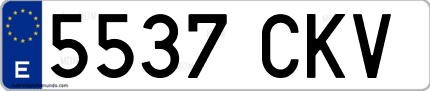 Ejemplo de matrícula de coche ordinaria 5537 CKV